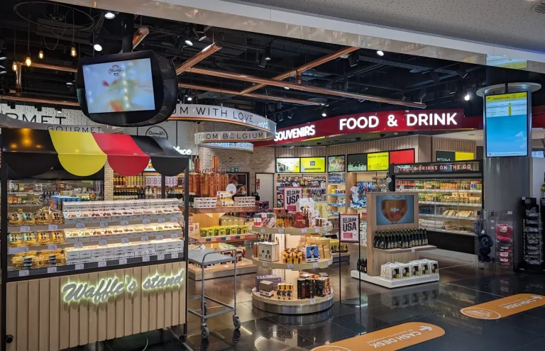 Tienda de regalos y comida en aeropuerto, Bélgica.
